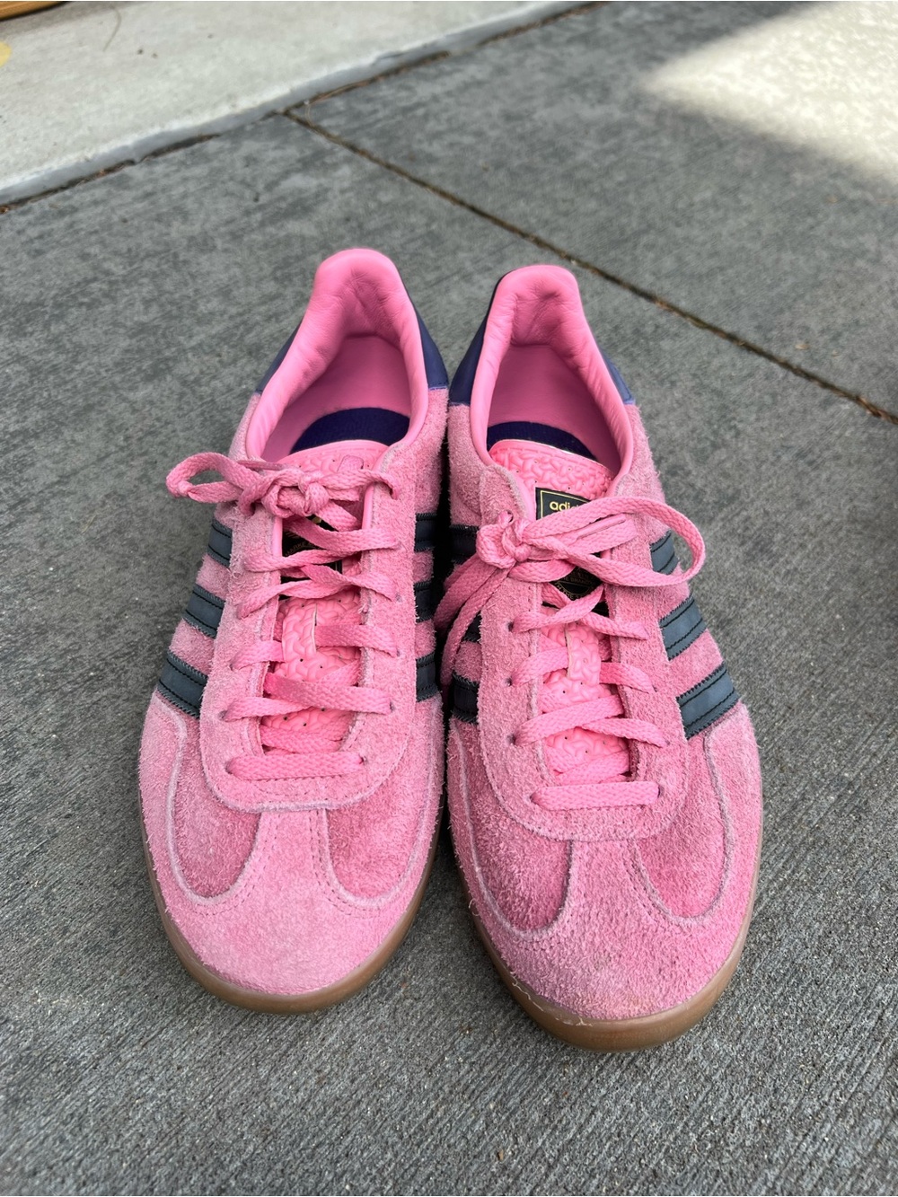 Adidas Women’s Pink gazelle Suede Sneakers with Black Stripes